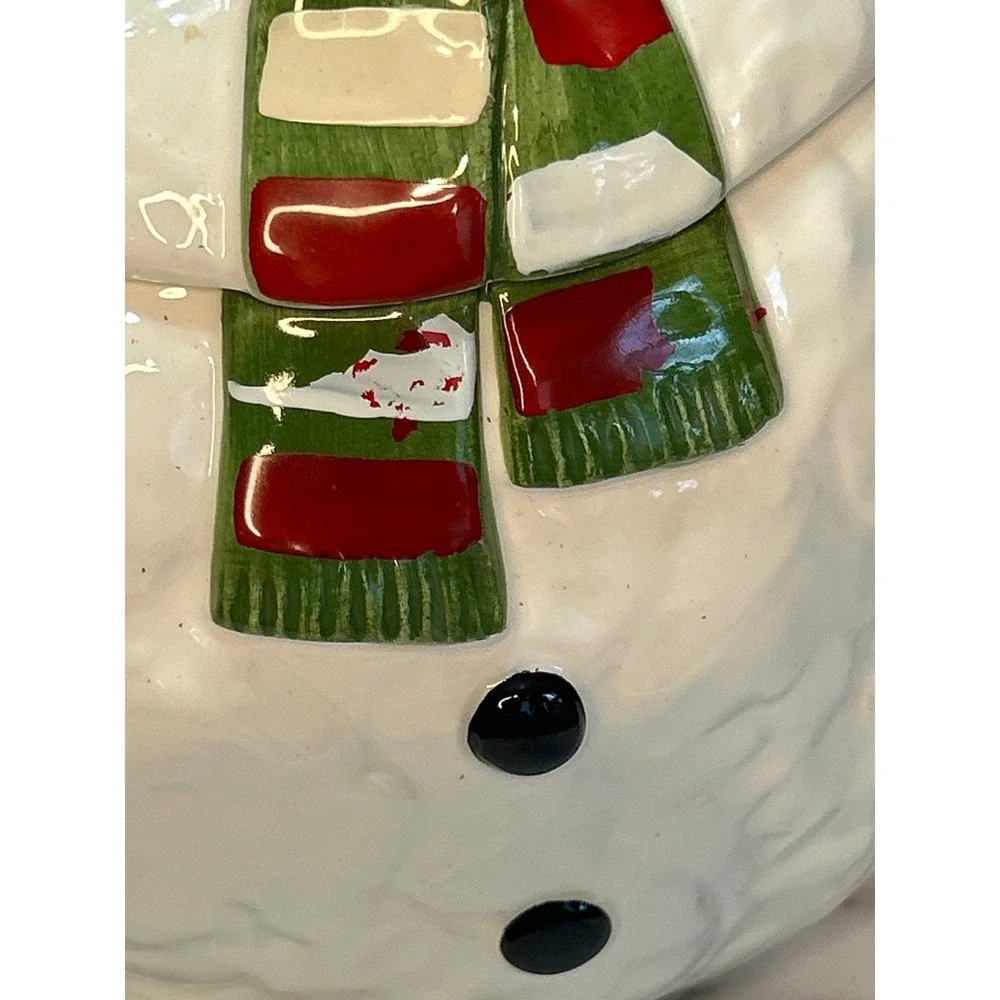 Vintage 1988 HOMCO Snowman Cookie Jar Christmas Ceramic Home Interiors Mexico